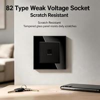 Prise murale UBARO 82*82mm type RJ45, panneau en verre trempé, cadre métallique, IP20, double prise Internet basse tension