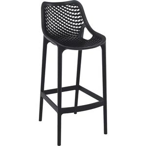 Taburete de Bar Moderno de Plástico con Respaldo de Malla de Diamantes y Altura Fija para Barra de Cocina o Cafetería - Product Image 1