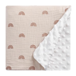 2 Layers Newborn Wrap Baby Unisex <strong>Super</strong> Nursery Double <strong>Crib</strong> Printing Solid Soft Swaddles Wrap Muslin Cotton Fleece Blanket - Product Image 3