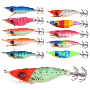Leurre de pêche de 10 cm/9,2 g, appât artificiel, crevette en bois à gros yeux, crochet de calmar, jigging pour la pêche en plein air - Product Image 2