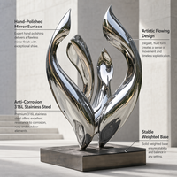 Sculpture de flamme abstraite moderne en acier inoxydable, couleurs personnalisées, OEM/ODM disponible, statue décorative d'art paysager pour extérieur et jardin