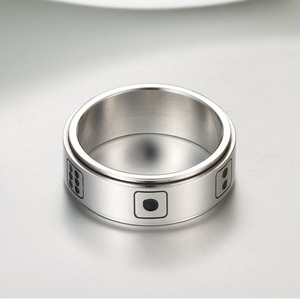 Fashion <b>Rings</b> Dice Shape Rotating Stainless Steel Black Unisex Gift Jewelry K R146 - Product Image 3