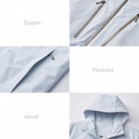 Veste de randonnée personnalisée en gros, légère, imperméable, pratique et élégante, à capuche, pour hommes et femmes, avec fermeture éclair