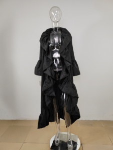 休闲时尚长袖长开衫外套褶边披肩外套女风衣 - Product Image 6