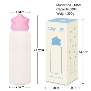 Botella de Agua Aislada de Acero Inoxidable 316 Personalizada de 500 ml con Tapa en Forma de Estrella, Botella de Agua Deportiva Portátil para Niños - Product Image 5