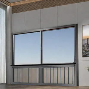 Sıcak satış altı parça sürgülü pencereler 8 tekerlek tasarım ev deklanşör termal alüminyum çerçeve çift sırlı cam sürgülü pencereler