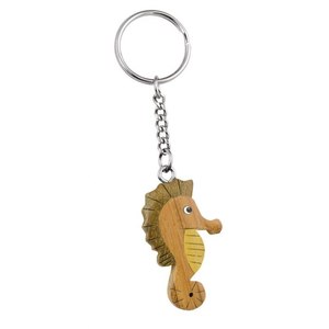 Portachiavi in legno a forma di cavalluccio marino, mini design ispirato alla natura per gli amanti della spiaggia - Product Image 1