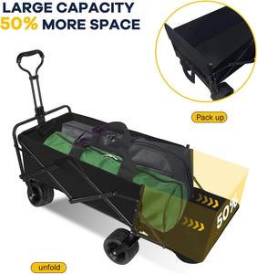 Chariot de chariot pliable pliable robuste de grande capacité chariot d'épicerie utilitaire Camping achats en plein air grandes roues freins plage - Product Image 4