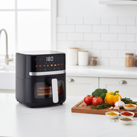 Friteuse à air électrique 1350W, capacité 5L, carrée, classique, sans huile, pour la maison, avec contrôle tactile numérique et écran LCD