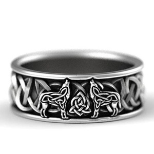 Go Party-anillo con diseño de flores y animales para hombre, sortija con personalidad, estilo Hip Hop, Punk, tótem, mitología nórdica, vikinga, lobo <span class=keywords><strong>gigante</strong></span>, gran oferta - Product Image 1