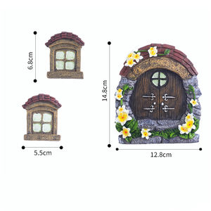 Accessoires de maisons de jardin miniatures, résine brille dans le noir porte fenêtre jardin cour arbre ornements décoratifs - Product Image 5