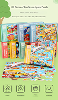 Vente en gros de 100 pièces de puzzle éducatif pour enfants boîte en métal puzzle boîte en papier éducation précoce jouets en bois en stock