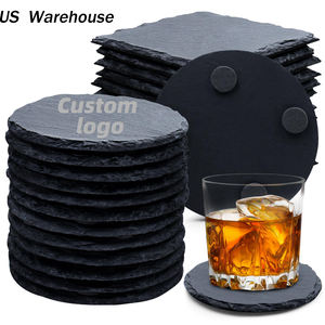 Posavasos de Pizarra Negra Cuadrados de 4 Pulgadas al por Mayor, para Grabado Láser, Logotipo Personalizado, Posavasos Redondos de Pizarra - Product Image 1