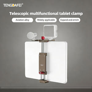 Hete Aanbieding: Fabrieksdirect Verstelbare Aluminium Tablet Klem Statief Adapter met Cold <span class=keywords><strong>Shoe</strong></span> Mount en 1/4 Inch Schroef - Product Image 1