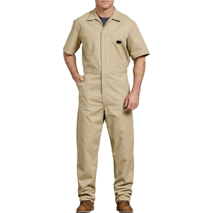 <b>Men's</b> <b>Khaki</b> Short Sleeve Work Coverall Industrial Uniform Utility Jumpsuit With Multiple Pockets Durable Lightweight Workwear - Product Image 1