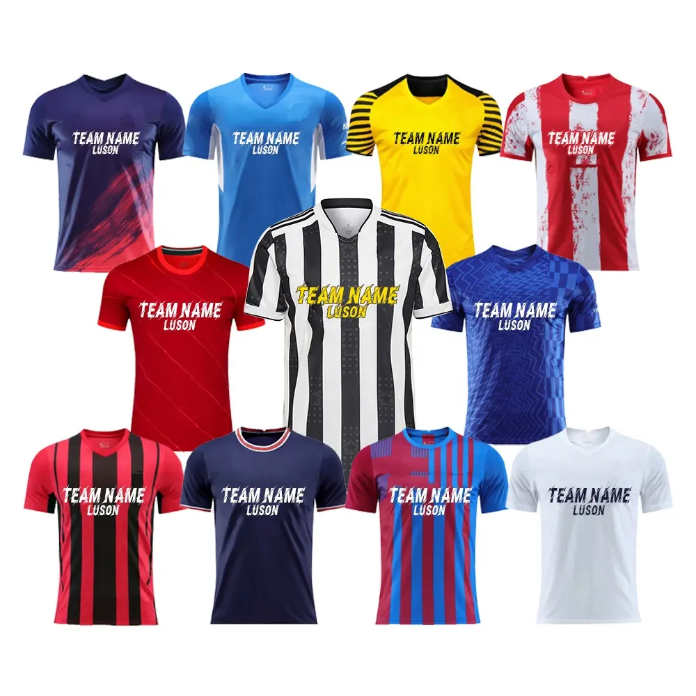 The latest design sports football clothing suit men's youth football shirt children's soccer jersey game ball suit custom