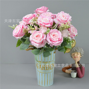 Bouquet de fleurs en soie Dongchen Crafts, 11 têtes de roses Carola, diamètre 10 cm, décoration de mariage et de maison - Product Image 2