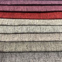 Tissu d'ameublement léger en polyester 100 % aspect lin, respirant, enduit PA, teint en fil, certifié OEKO-TEX, faible MOQ, en stock, pas cher
