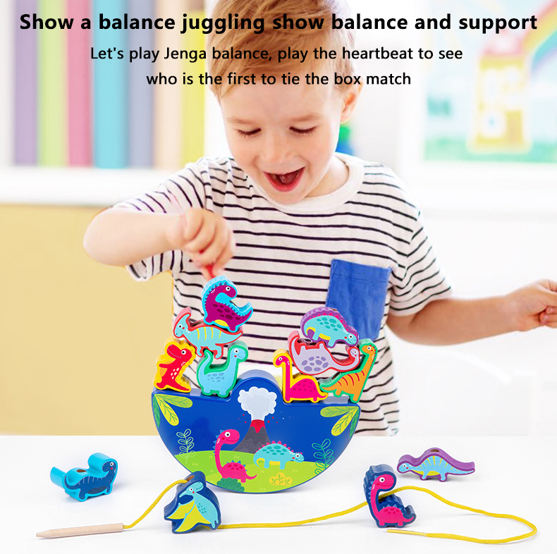 Wholesale Dinosaurs Balance Building Block Toys Wooden Puzzles Early Learning Kids Games Educational Child Toy