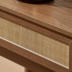 Consolle/Tavolo da Trucco in Rattan Effetto Rovere Scuro Giapponese <span class=keywords><strong>Pavia</strong></span> con Cassetti Regolabili, Mobile Contenitore Durevole ed Ecologico per la Casa - Product Image 3