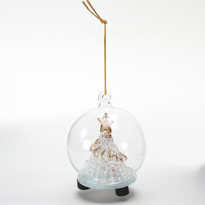 Высококачественная стеклянная подвесная шара ручной работы с матовой елкой, Рождественская статуэтка внутри рождественской елки, деревенской экологически чистой - Product Image 2