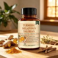 Kapsul Kompleks Kunyit Melatonin Valerian OEM, Bioperine untuk Meningkatkan Penyerapan, Mendukung Tidur, Suasana Hati, Keseimbangan Energi, Dewasa, 60 Pil