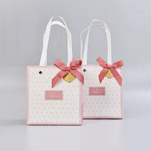 Thank You Custom Gift Paper Packaging Bag With handle White kraft Paper bag making machine