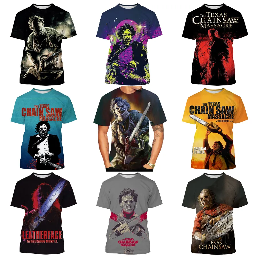 The Texas Chain Saw Massacre 3D Custom OEM ODM Printed Shirts For Men 2022 Horror Movie T Shirt Fashion Design Plus Size T-shirt