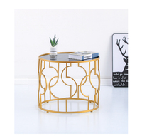 Table basse ronde en verre, dorée, de style européen moderne, meubles d'hôtel, mesa centrale