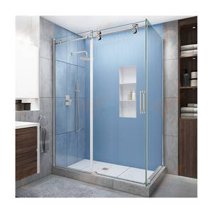 Cabina modular de ducha de esquina de vidrio templado de 1000x800mm con accesorios de puerta corredera única - Product Image 4