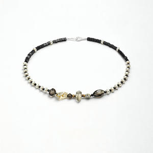 שרשרת חרוזים מקריסטל צהוב, אגת שחורה ופניני מים מתוקים טבעיות - Product Image 6