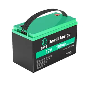 Howell Solar Clean Source Portable 12V 100Ah LiFePO4 App Monitoring Waterproof Power Station Backup Supply With Battery Pack