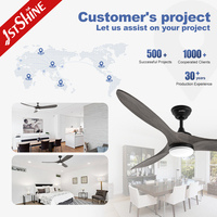 Ventilateur de plafond professionnel 1stshine de 60 pouces avec lames en bois massif, durable, pour la décoration intérieure, excellent vendeur, directement de l'usine, avec lumière