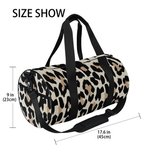 Stylish Custom Leopard Print <b>Round</b> <b>Canvas</b> Sports Weekender Women Overnight Duffle Travel Bags - Product Image 4