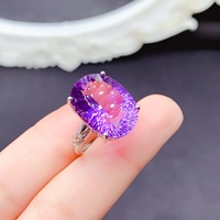 Factory Wholesale Luxury 925 Sterling Silver Women's Wedding Ring Natural Amethyst Engagement Gift Anniversary Parties