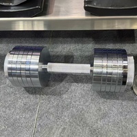 Ensemble d'haltères réglables en acier chromé argenté de 20 kg, logo personnalisé, équipement de gym commercial et domestique