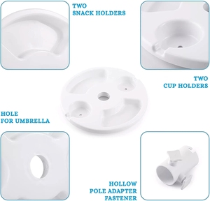 Accessoires de parapluie de plage rond blanc plateau de Table de porte-gobelet de parapluie de plage de haute qualité pour piscine extérieure - Product Image 4