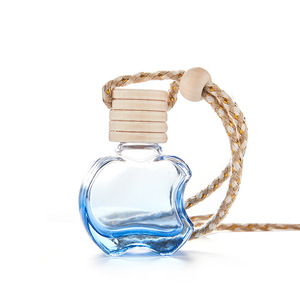 Flacon diffuseur de parfum suspendu pour voiture, en verre transparent de 10 ml, vide, en forme de pomme plate et colorée - Product Image 2