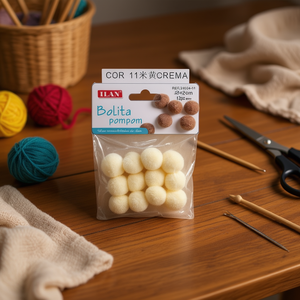 Iln <b>Wool</b> Pompom 2.0 Cm Cream Color <b>Craft</b> Decorations - Product Image 3