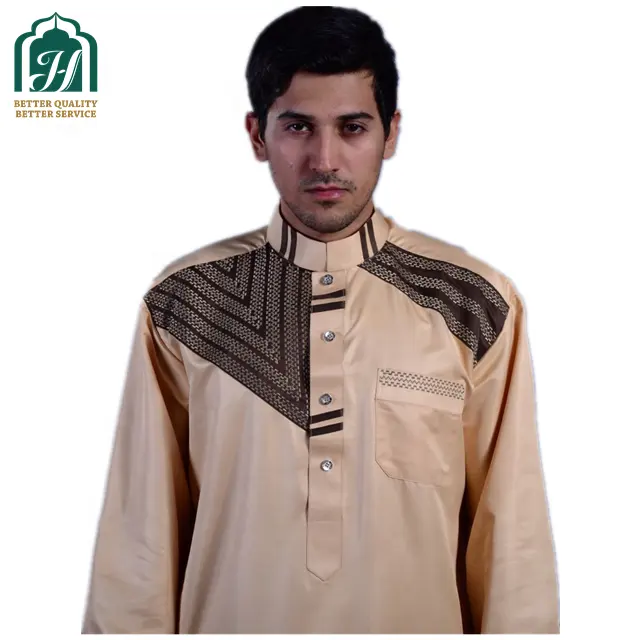 Nieuwe Ontwerp Polyester Borduurwerk Mannen Afrikaanse Kaftan 2 Stuks Set Kaftan Jurk Dubai Kaftan