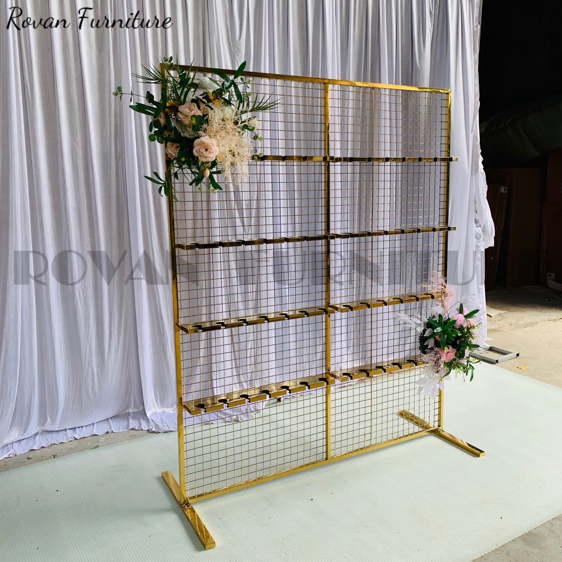 Seem Less Photo Backdrop Rack Wedding Backdrop Rectangular Stainless Steel Titanium Gold Wine Rack ...