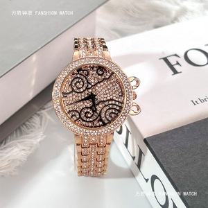 Montre de luxe pour femmes en argent avec cristaux, cadran pavé de diamants, bracelet en acier inoxydable, montre-bracelet à quartz - Product Image 5