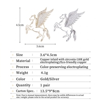 Broche Pégase ailé incrustée de zircon, en laiton plaqué or 18 carats, épinglette bicolore, accessoire vestimentaire élégant
