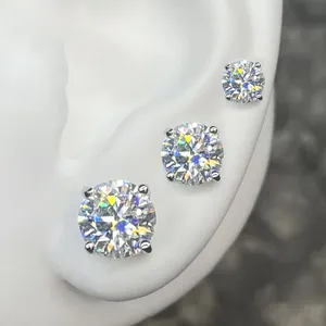 3 mm-10 mm klasik Mossanite sekrup anting belakang perhiasan mewah 925 perak murni VVS Moissanite telinga Stud untuk pria wanita