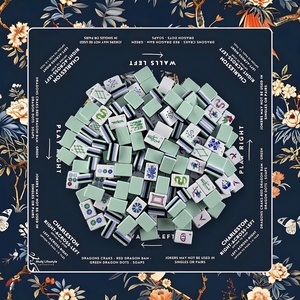 Jeu de Mahjong professionnel américain à 4 couches, 160 tuiles, bleu pâle, en acrylique lourd, édition Charleston Guide Midnight <span class=keywords><strong>Flora</strong></span> - Product Image 1