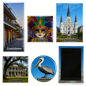 Imán de Refrigerador Personalizado con Foto de la Ciudad de Nueva Orleans, Louisiana, Recuerdo Colorido del Festival de Mardi Gras de Lafayette - Product Image 1