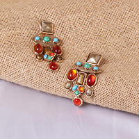 Pendientes de Moda con Diseño Creativo, Estilo Étnico, con Diamantes de Colores y Borlas