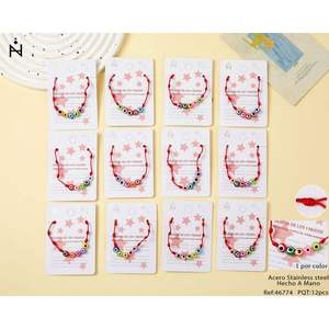 Bracelet Œil Coloré Festival des Sept Étoiles en Acier Inoxydable Fait Main, Lot de 12 Pièces, Style Bohème Unisexe, Bijoux Cadeau - Product Image 1