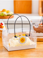 Boîte d'emballage rectangulaire pour gâteau roulé suisse avec poignée