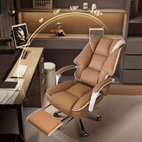 Chaise de bureau confortable pour le travail sédentaire, chaise d'ordinateur inclinable à dossier haut, pivotante, en cuir, ergonomique, avec structure en acier à 5 étoiles